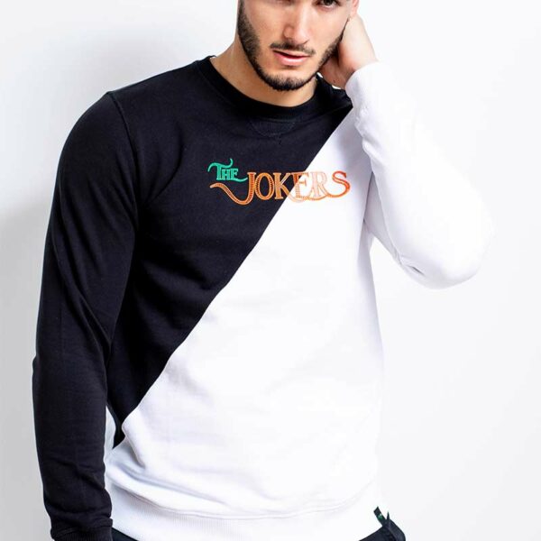 Diagonal Cut Black and White Sweatshirt