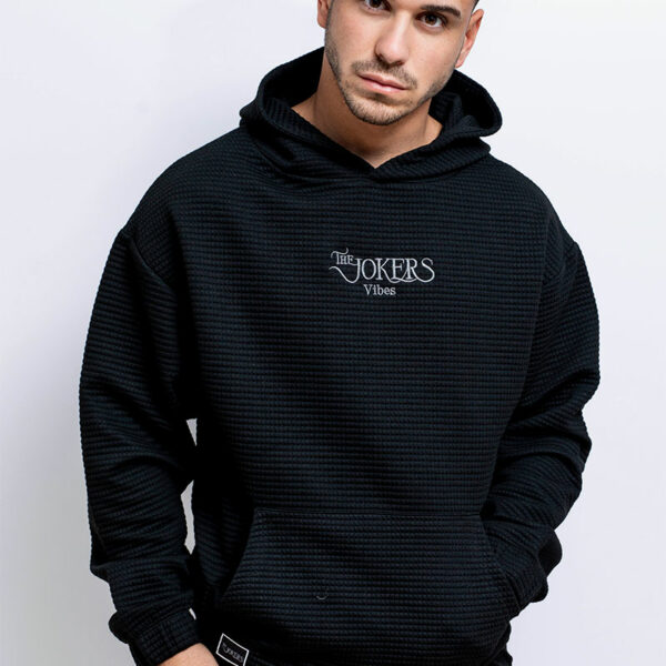 Sudadera Capucha Jackard Negra