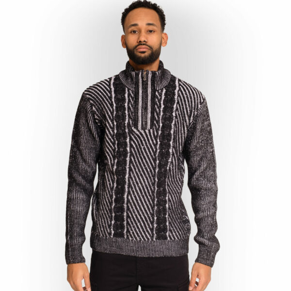 Jersey Media Cremallera Trenzado Negro