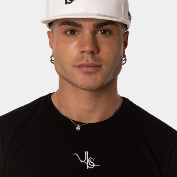 White Flat Cap with Embroidered Logo