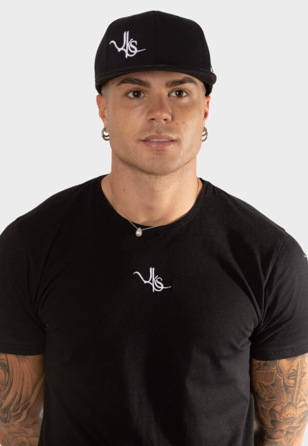 Black Flat Cap with Embroidered Logo