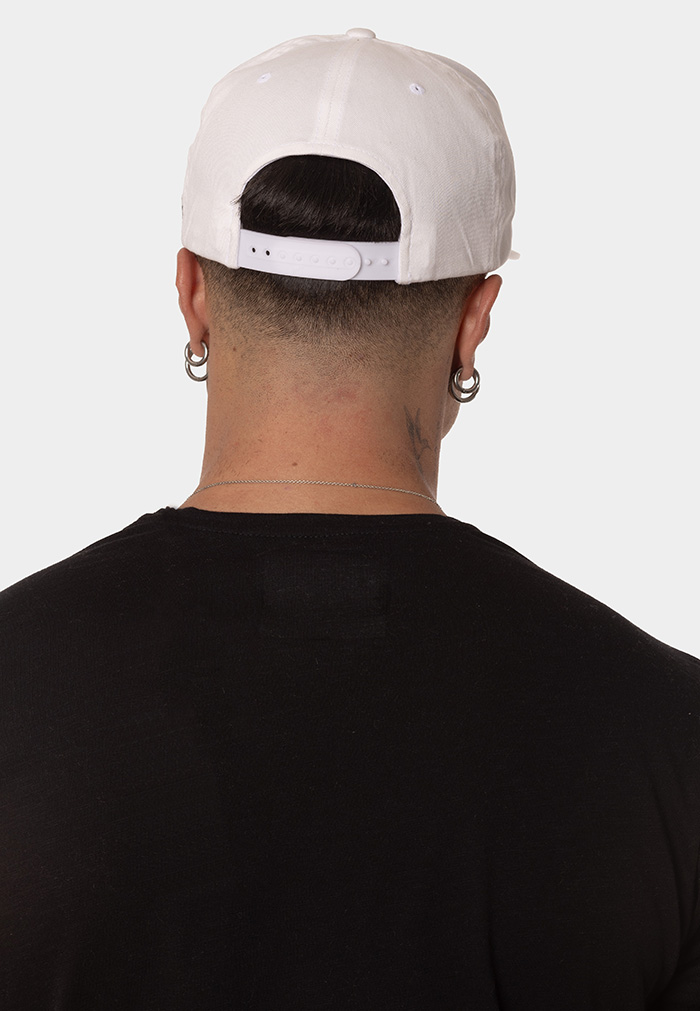 White Flat Cap with Embroidered Logo - Image 2