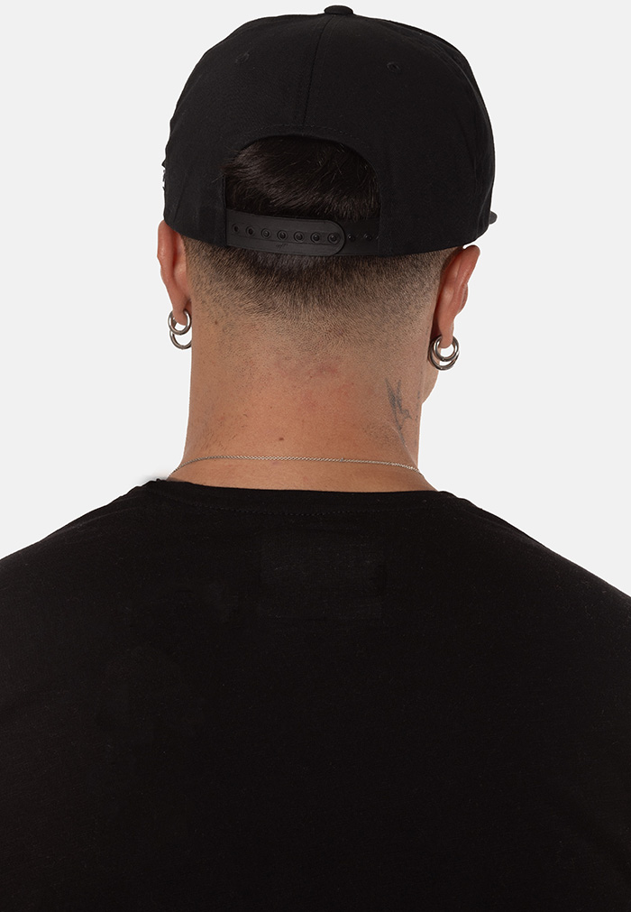 Black Flat Cap with Embroidered Logo - Image 2