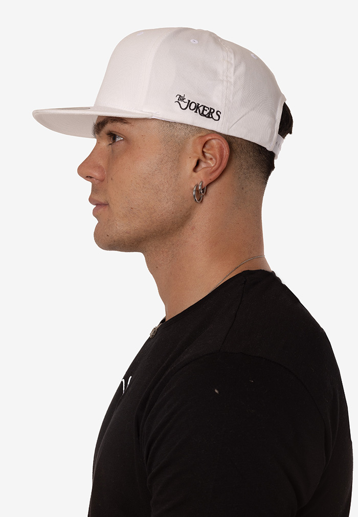 White Flat Cap with Embroidered Logo - Image 4