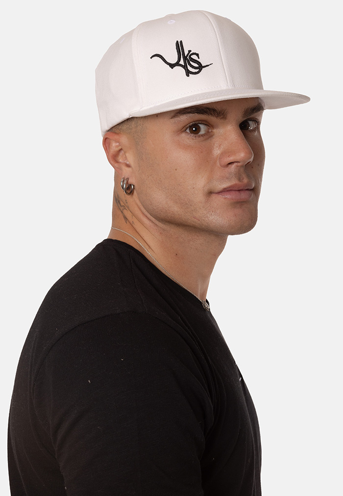 White Flat Cap with Embroidered Logo - Image 3