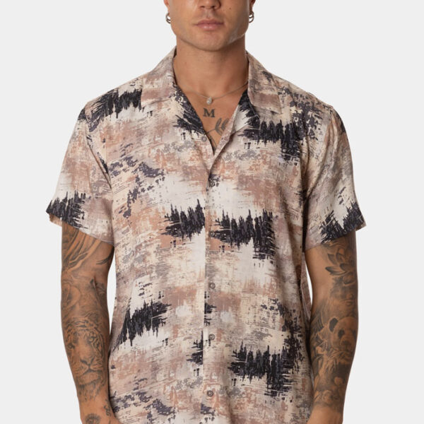 Camisa Hombre Manga Corta Estampado Tierra