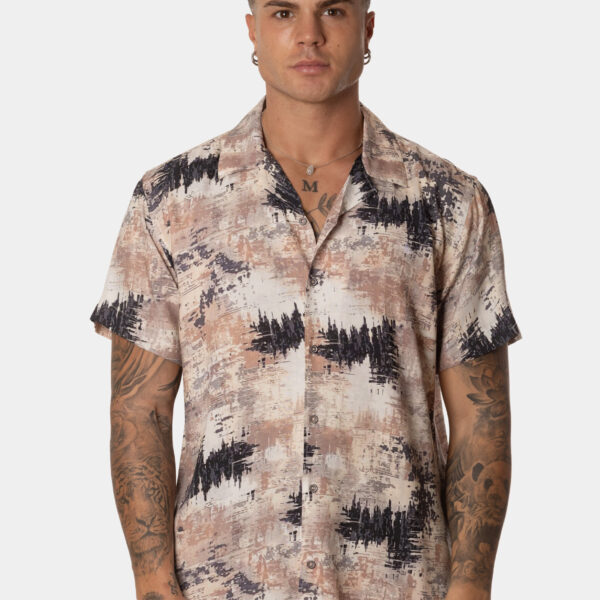 Camisa Hombre Manga Corta Estampado Tierra