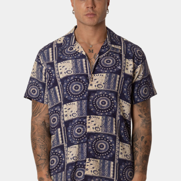 Camisa Hombre Manga Corta Cuadros con Mandalas