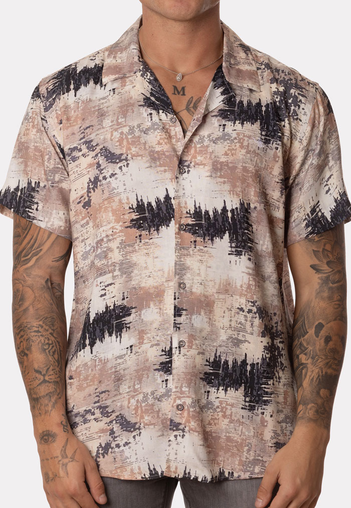 Camisa Hombre Manga Corta Estampado Tierra - Image 2