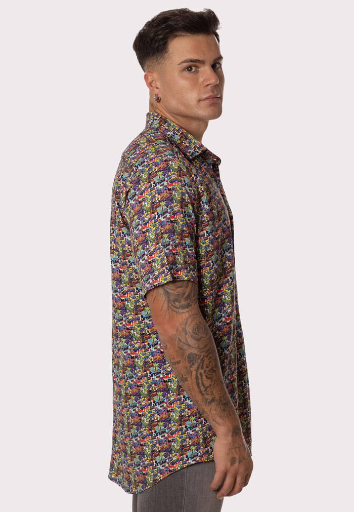 Camisa viscosa con estampado graffiti - Image 3
