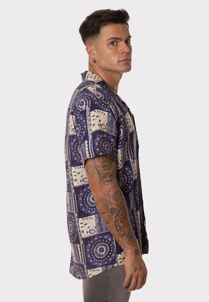 Camisa Hombre Manga Corta Cuadros con Mandalas - Image 4