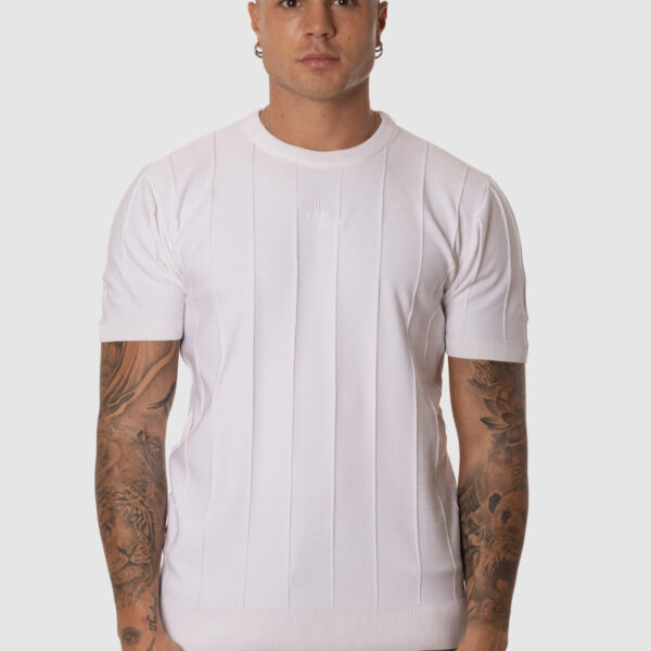 Camiseta Blanca Hombre Ajustada Manga Corta Canalé