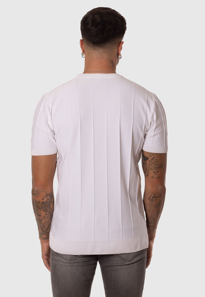 Camiseta Blanca Hombre Ajustada Manga Corta Canalé - Image 3