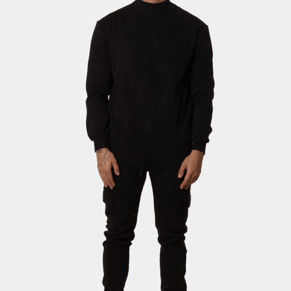 Chándal Hombre Cuello Alto sin Capucha  Sudadera y Pantalón Cargo Negro