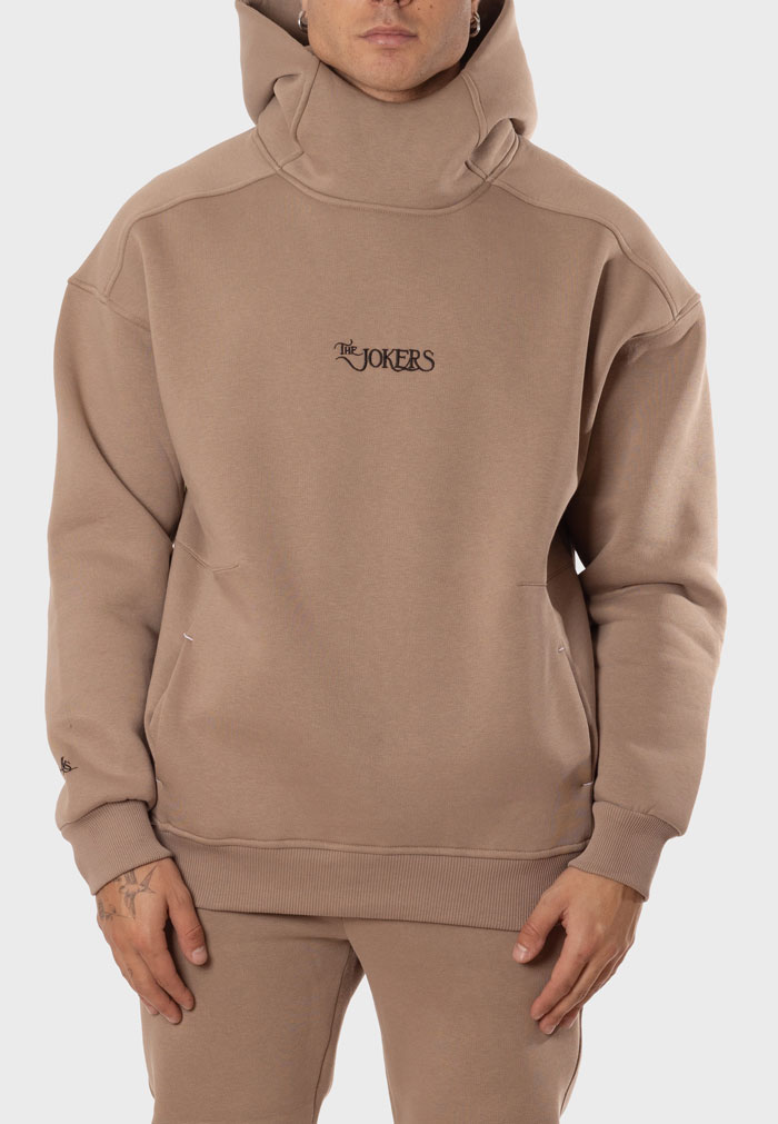 Chándal Hombre Capucha Cuello Alto Sudadera y Pantalón Camel - Image 2