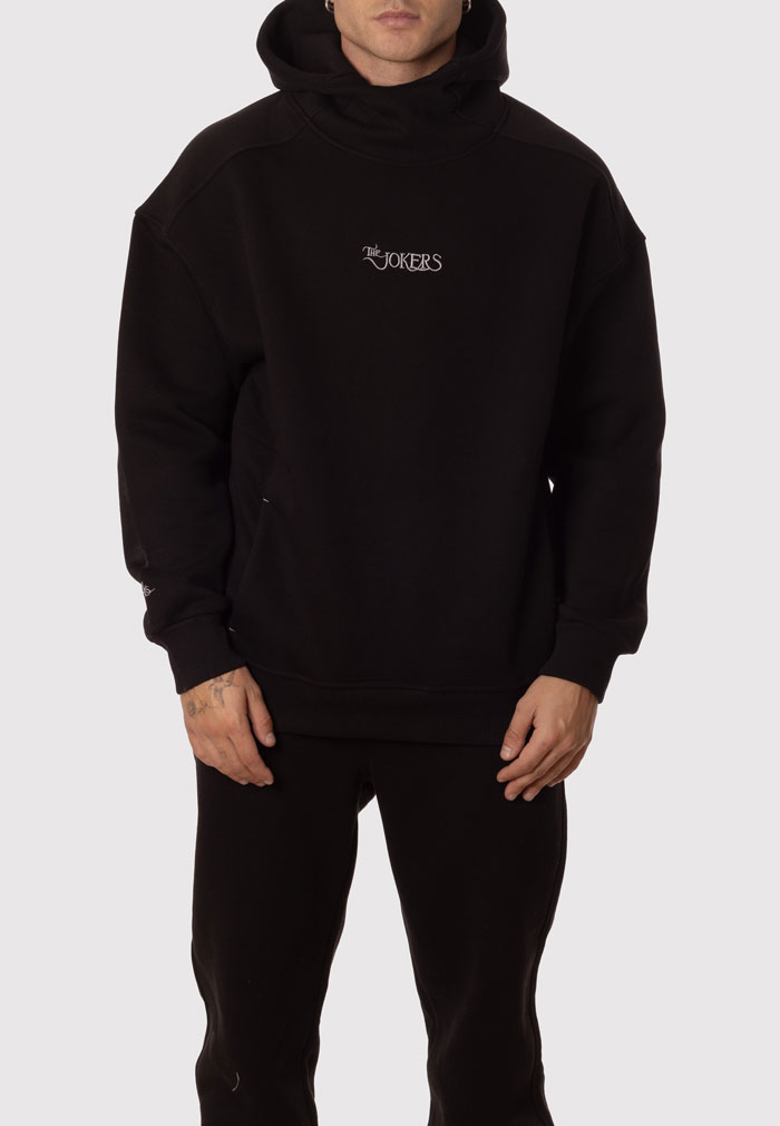 Chándal Hombre Capucha Cuello Alto Sudadera y Pantalón Negro - Image 2