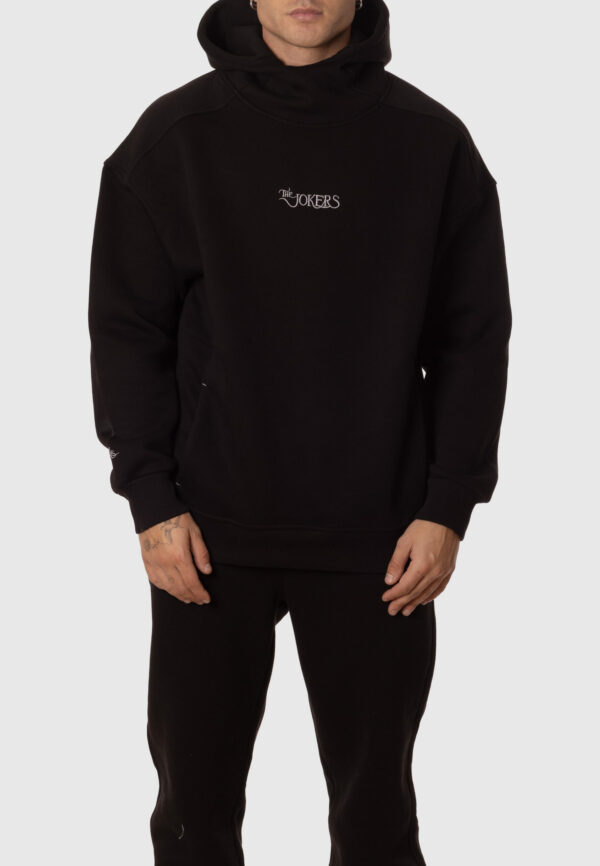 Chándal Hombre Capucha Cuello Alto Sudadera y Pantalón Negro - Imagen 2