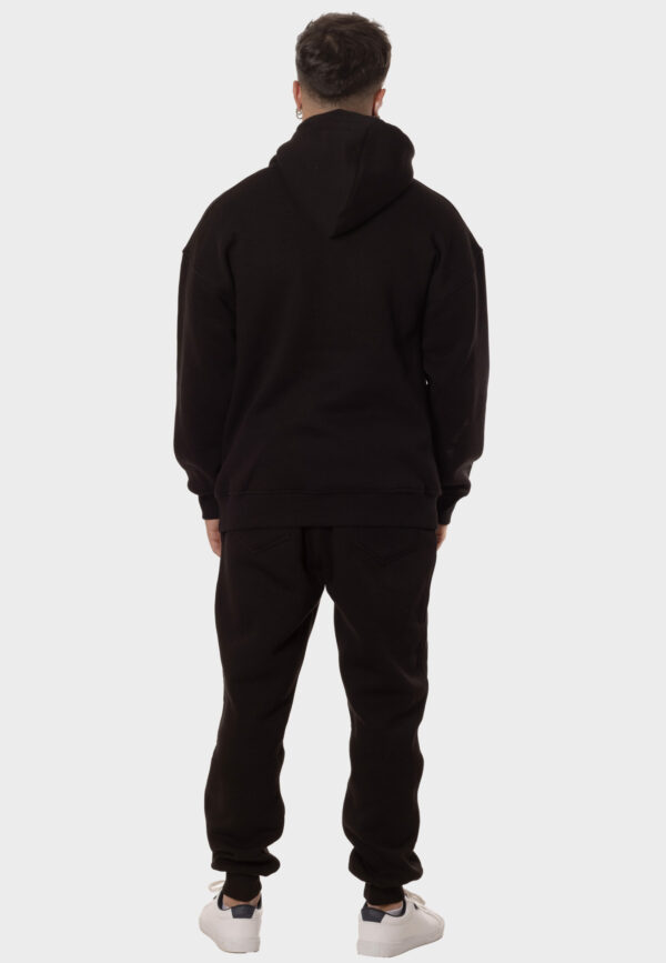 Chándal Hombre Capucha Cuello Alto Sudadera y Pantalón Negro - Imagen 4
