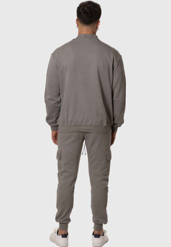 Chándal Hombre Cuello Alto sin Capucha  Sudadera y Pantalón Cargo Gris - Imagen 4