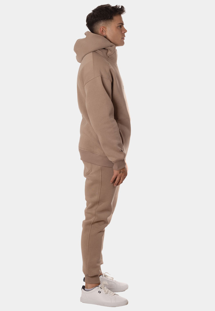 Chándal Hombre Capucha Cuello Alto Sudadera y Pantalón Camel - Image 4