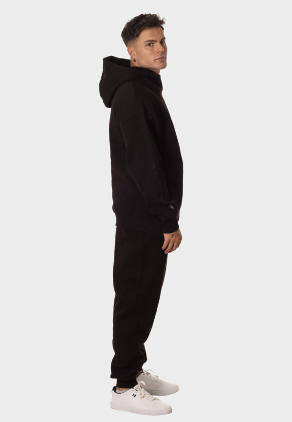 Chándal Hombre Capucha Cuello Alto Sudadera y Pantalón Negro - Imagen 3