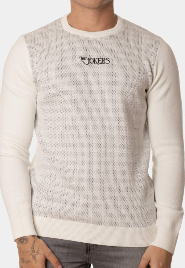 Jersey Hombre Slim Fit Blanco con Grises Logo - Imagen 2