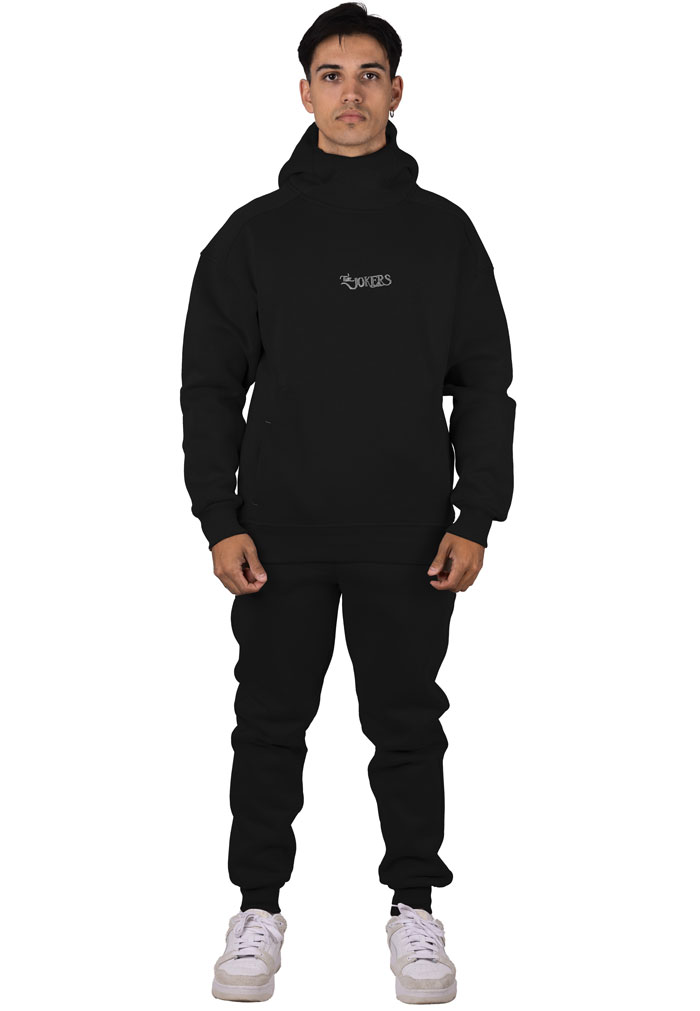 Conjunto de sudadera con capucha y joggers negro