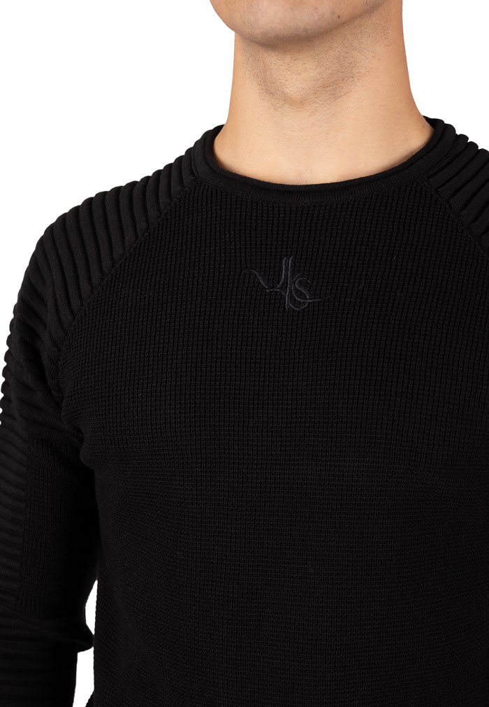 Jersey cuello caja con mangas armadas y textura en relieve negro - Image 2