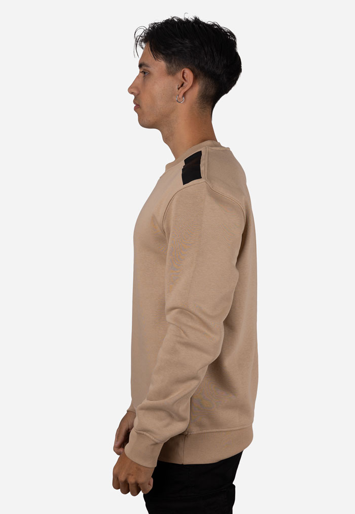 Sudadera cuello caja con refuerzo en hombros camel - Image 4