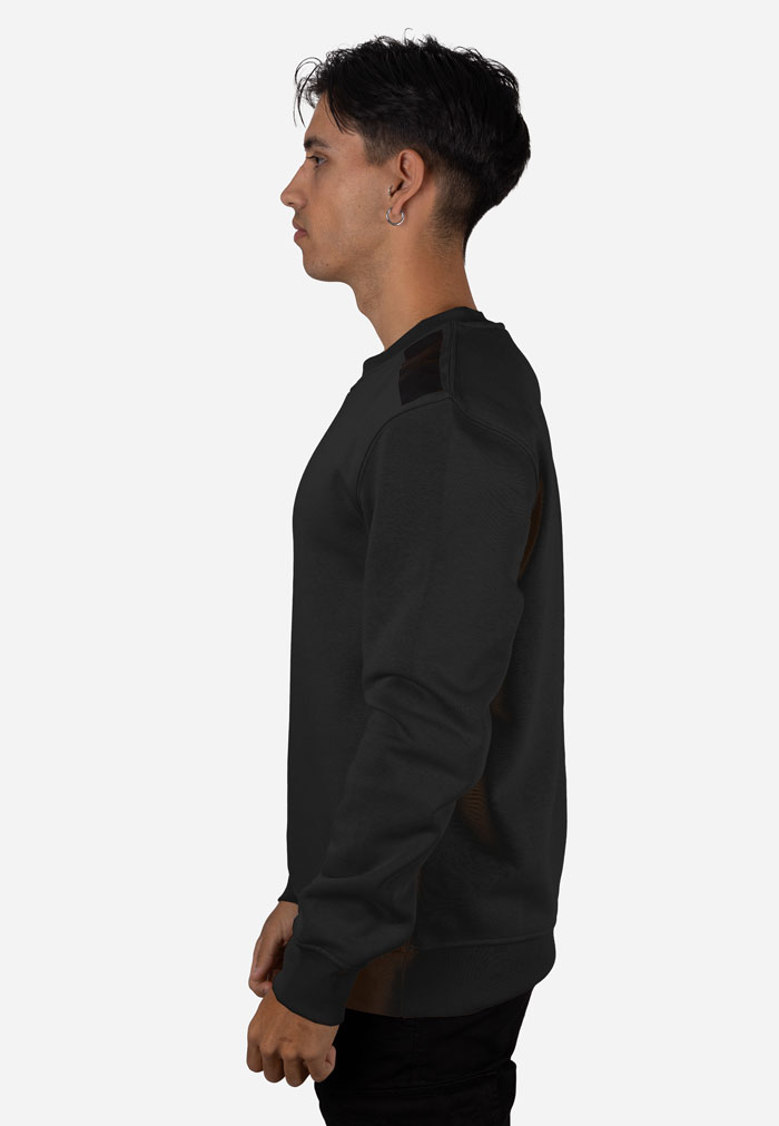 Sudadera cuello caja con refuerzo en hombros negro - Image 4