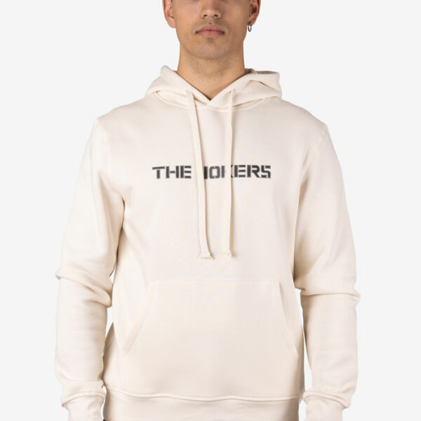 Sudadera con Capucha Blanca con Estampado Frontal y Bolsillo Canguro