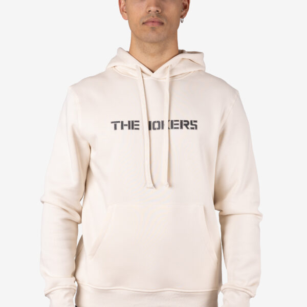 Sudadera con Capucha Blanca con Estampado Frontal y Bolsillo Canguro