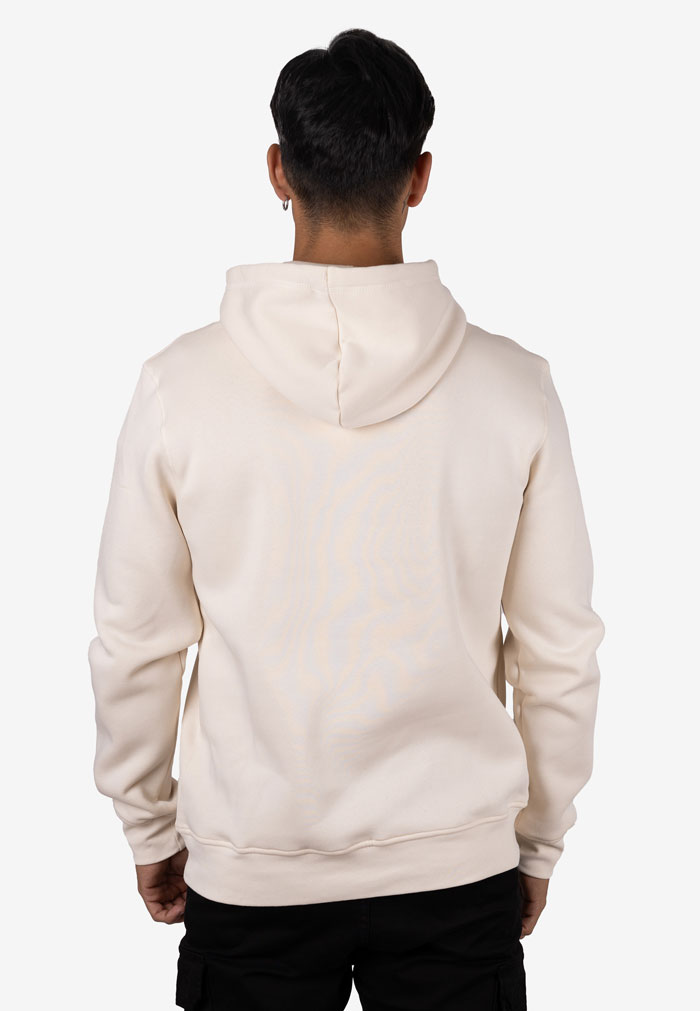 Sudadera con Capucha Blanca con Estampado Frontal y Bolsillo Canguro - Image 3