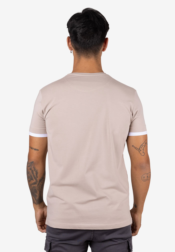 Camiseta bicolor con detalle blanco y logo THE JOKERS Beige - Image 3
