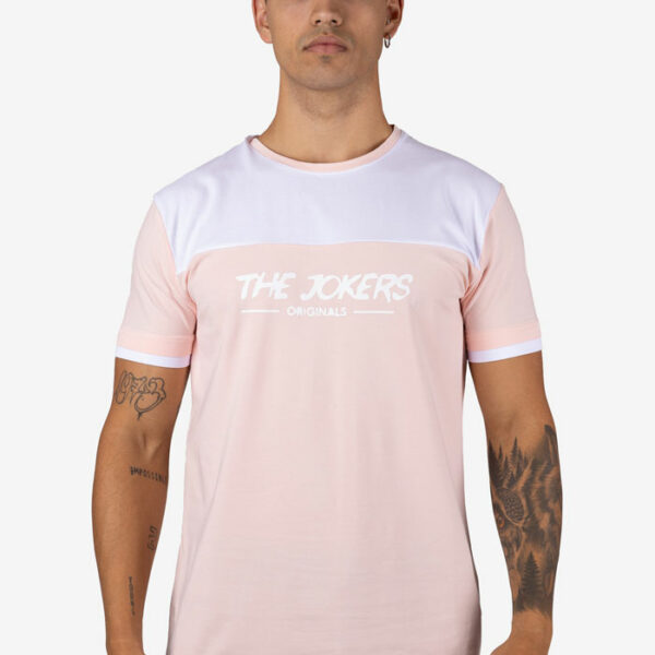 Camiseta bicolor con detalle blanco y logo THE JOKERS Rosa