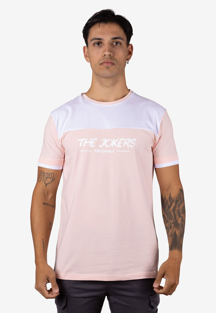 Camiseta bicolor con detalle blanco y logo THE JOKERS Rosa