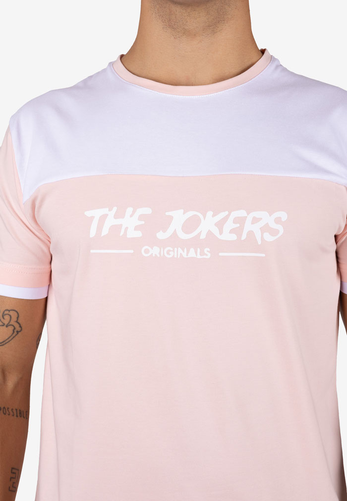 Camiseta bicolor con detalle blanco y logo THE JOKERS Rosa - Image 2
