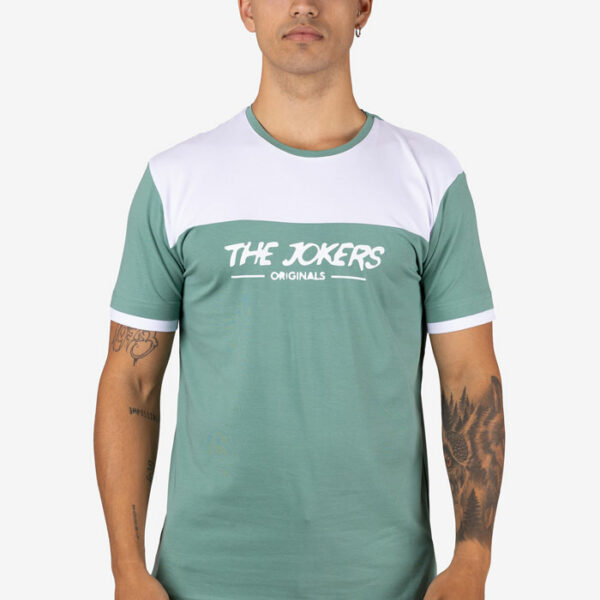 Camiseta bicolor con detalle blanco y logo THE JOKERS Verde