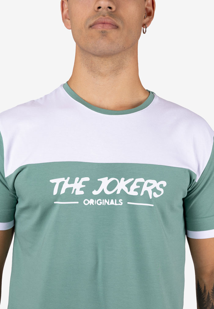 Camiseta bicolor con detalle blanco y logo THE JOKERS Verde - Image 2