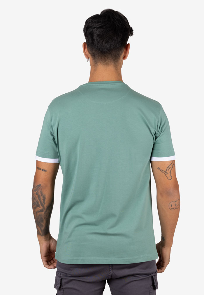 Camiseta bicolor con detalle blanco y logo THE JOKERS Verde - Image 3