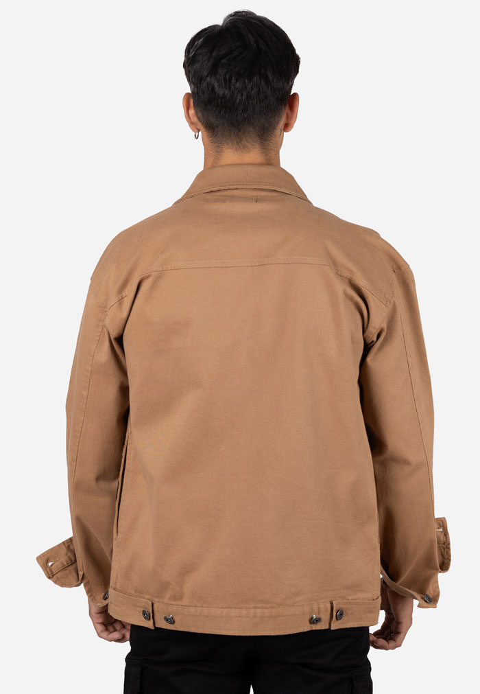 Chaqueta camel estilo truck jacket con bolsillos de solapa Camel - Image 4