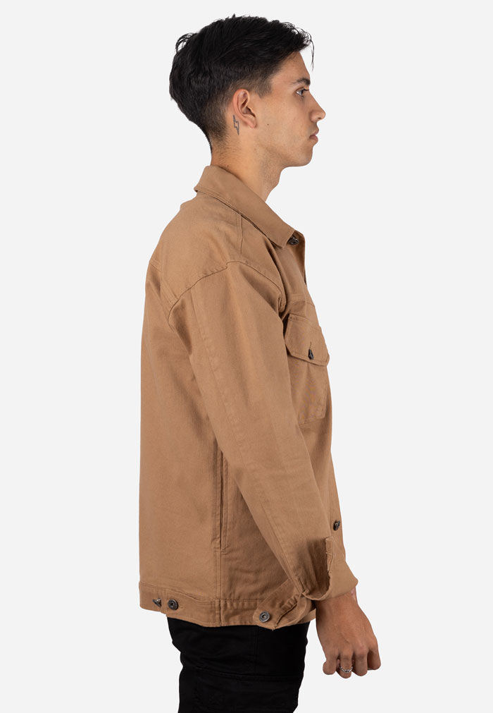 Chaqueta camel estilo truck jacket con bolsillos de solapa Camel - Image 5