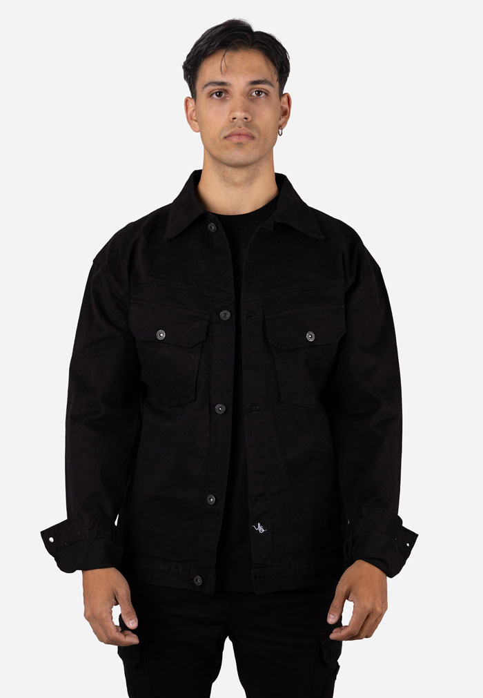 Chaqueta camel estilo truck jacket con bolsillos de solapa Negro