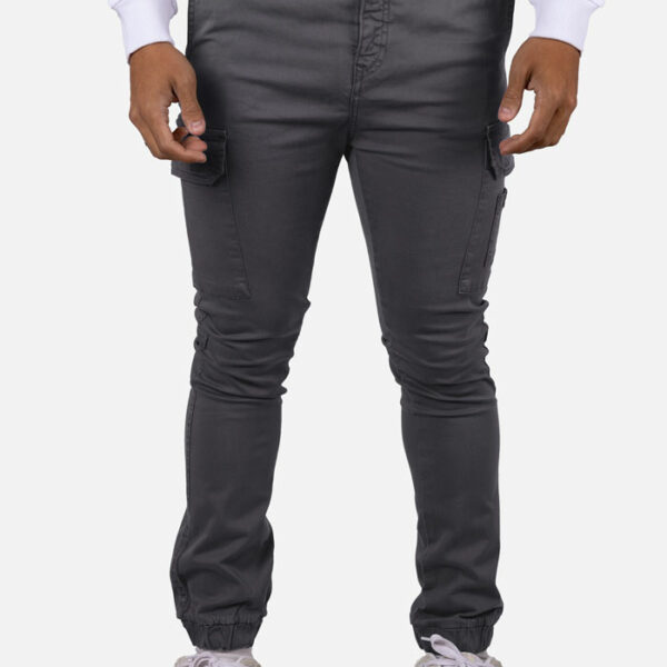 Pantalón cargo de gabardina elástica con puño Antracita