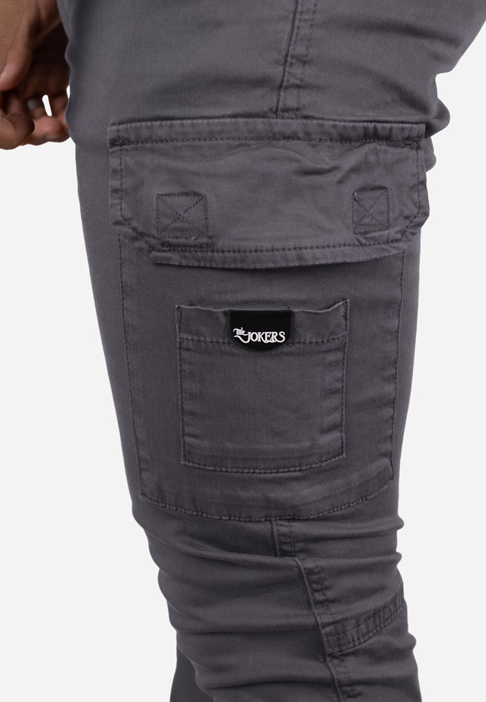 Pantalón cargo de gabardina elástica con puño Antracita - Image 2