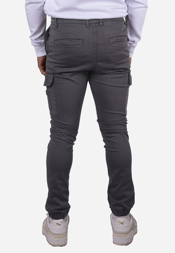 Pantalón cargo de gabardina elástica con puño Antracita - Image 3