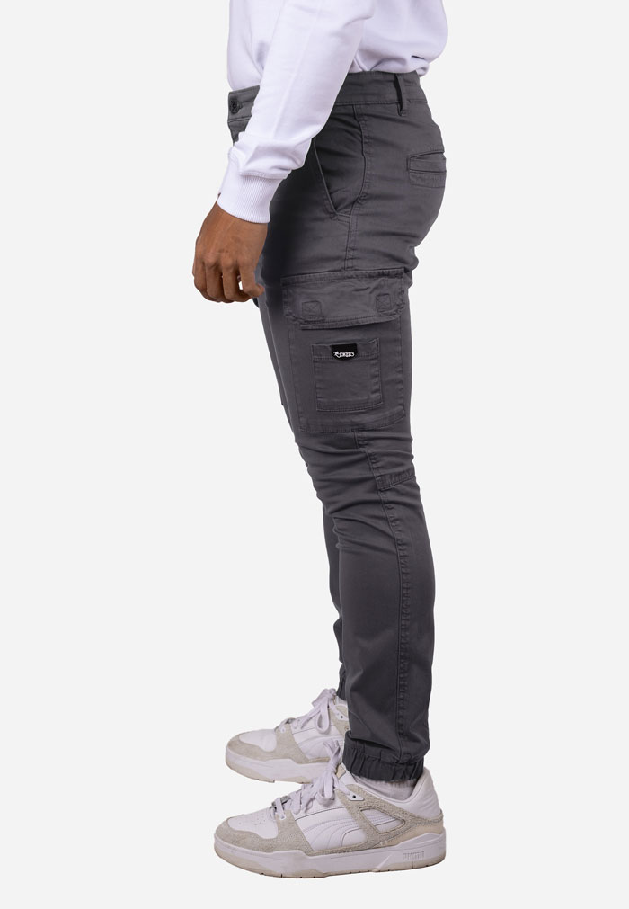 Pantalón cargo de gabardina elástica con puño Antracita - Image 4