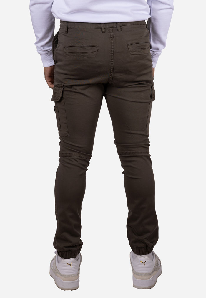 Pantalón cargo de gabardina elástica con puño Kaki - Image 3