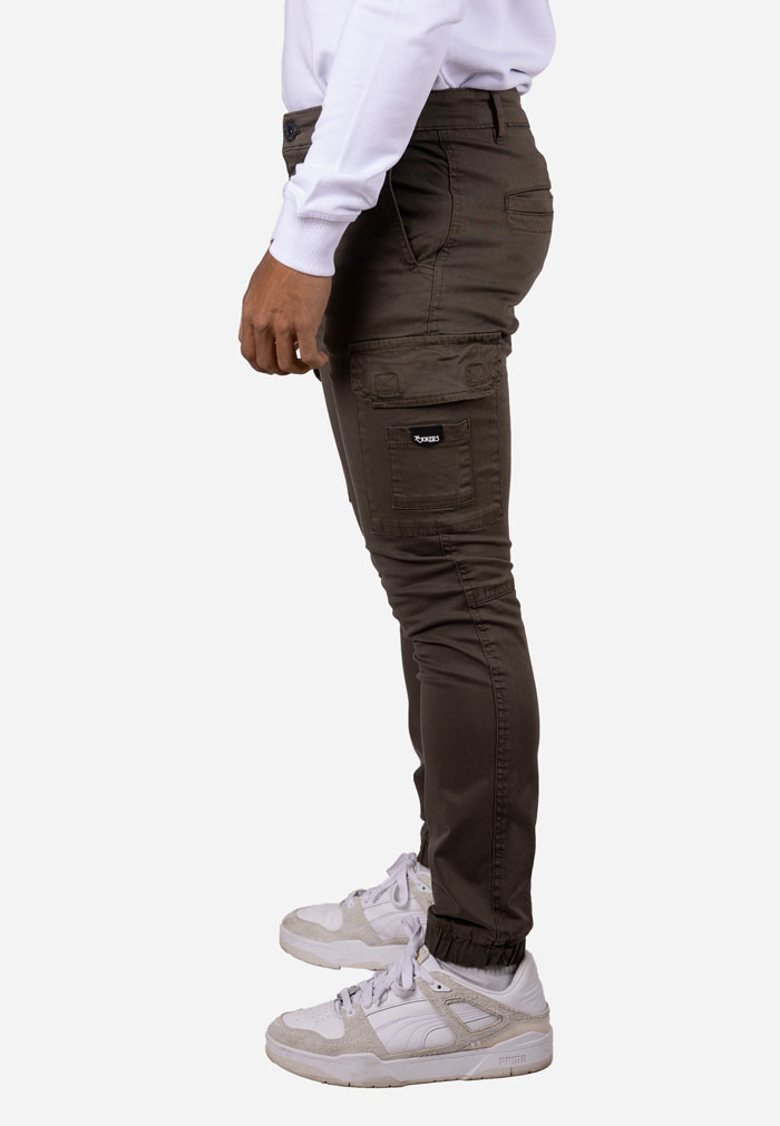 Pantalón cargo de gabardina elástica con puño Kaki - Image 4