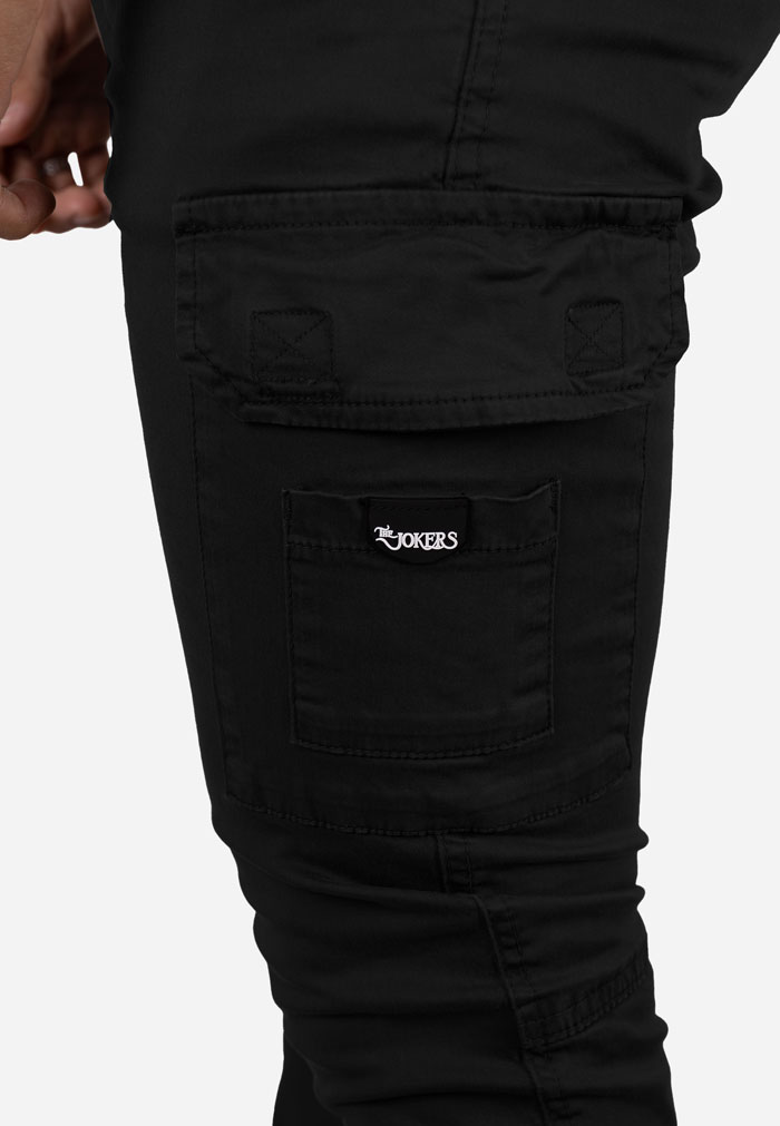 Pantalón cargo de gabardina elástica con puño Negro - Image 2